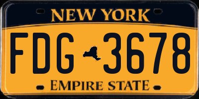 NY license plate FDG3678