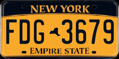 NY license plate FDG3679