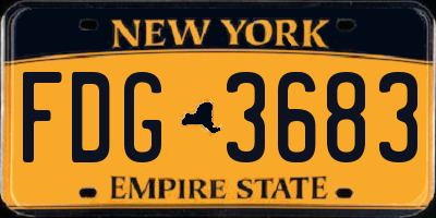NY license plate FDG3683