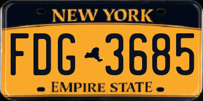 NY license plate FDG3685