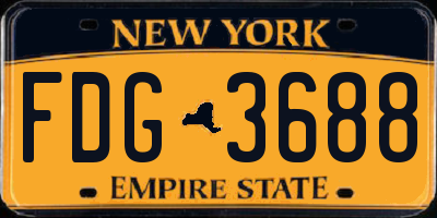 NY license plate FDG3688