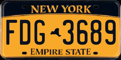 NY license plate FDG3689
