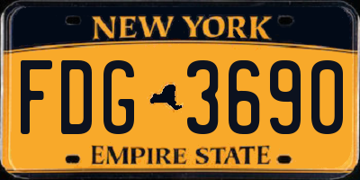 NY license plate FDG3690