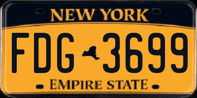 NY license plate FDG3699
