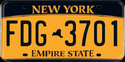 NY license plate FDG3701