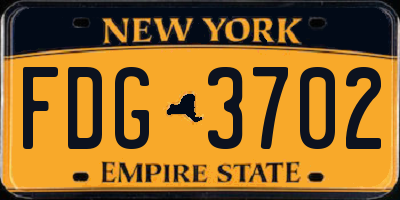 NY license plate FDG3702