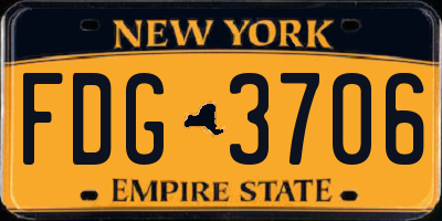 NY license plate FDG3706