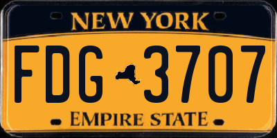 NY license plate FDG3707
