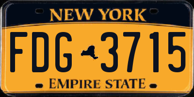 NY license plate FDG3715