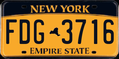 NY license plate FDG3716