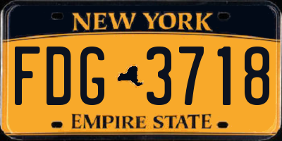 NY license plate FDG3718