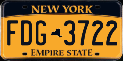 NY license plate FDG3722