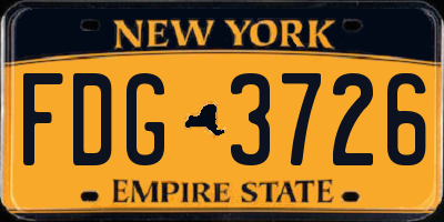 NY license plate FDG3726