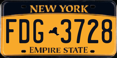 NY license plate FDG3728
