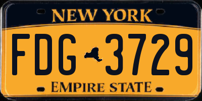 NY license plate FDG3729