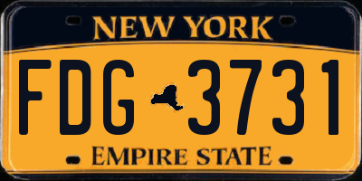 NY license plate FDG3731