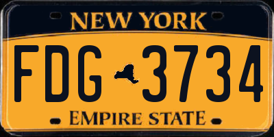 NY license plate FDG3734