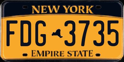 NY license plate FDG3735