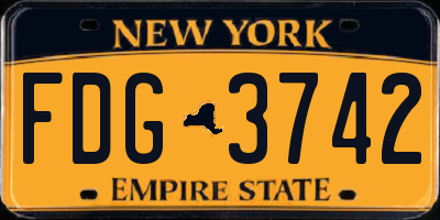 NY license plate FDG3742