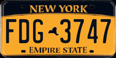 NY license plate FDG3747