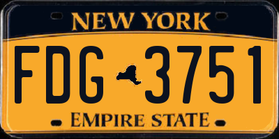 NY license plate FDG3751