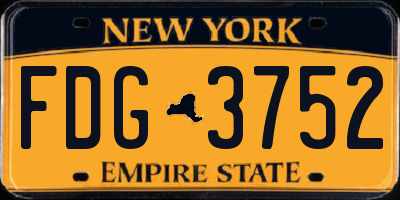 NY license plate FDG3752