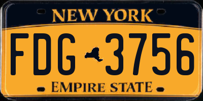 NY license plate FDG3756