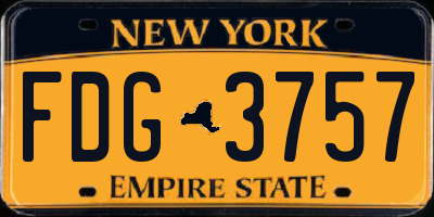 NY license plate FDG3757