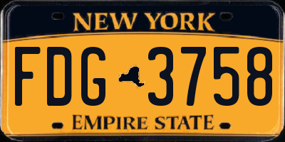 NY license plate FDG3758