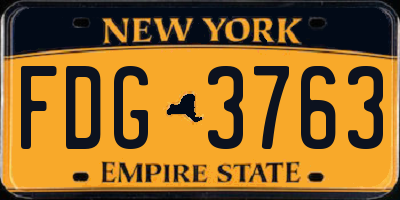 NY license plate FDG3763
