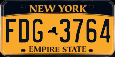 NY license plate FDG3764