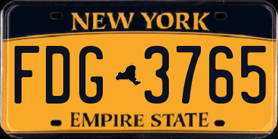 NY license plate FDG3765