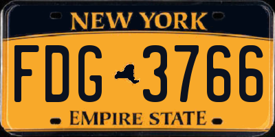 NY license plate FDG3766