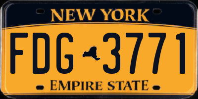 NY license plate FDG3771