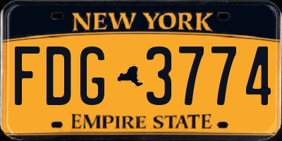 NY license plate FDG3774