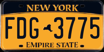 NY license plate FDG3775