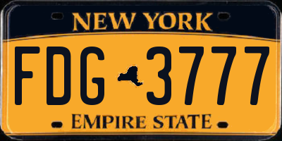 NY license plate FDG3777