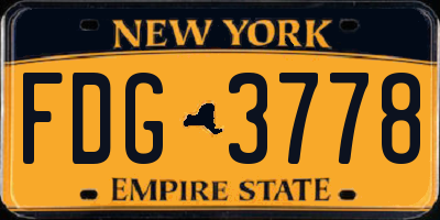 NY license plate FDG3778