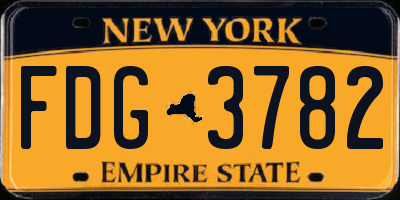 NY license plate FDG3782