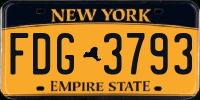 NY license plate FDG3793