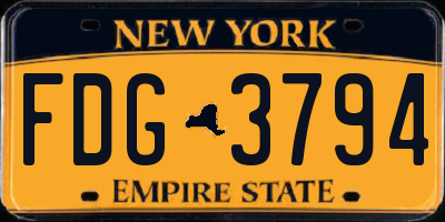 NY license plate FDG3794