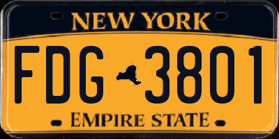 NY license plate FDG3801