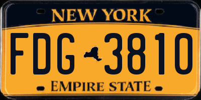 NY license plate FDG3810