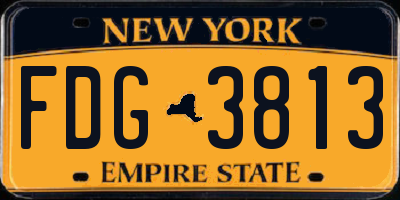 NY license plate FDG3813