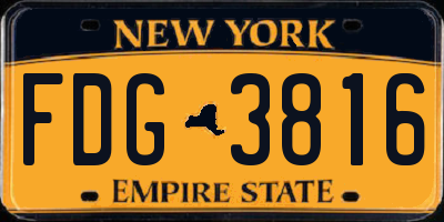 NY license plate FDG3816