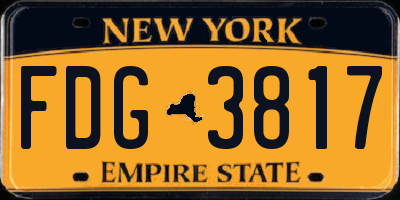 NY license plate FDG3817