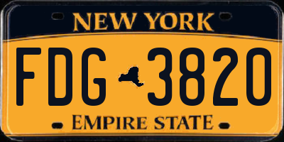 NY license plate FDG3820