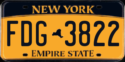 NY license plate FDG3822