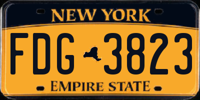 NY license plate FDG3823