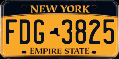 NY license plate FDG3825